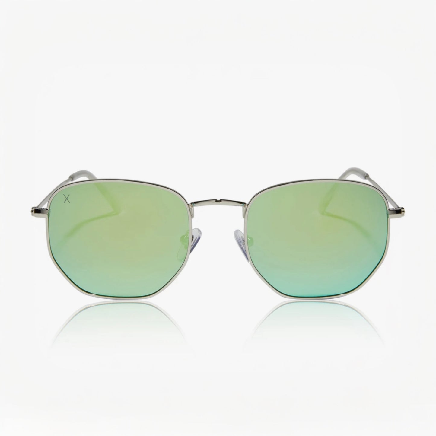 Roxbury Sunglasses: Silver + Cyan Polarized