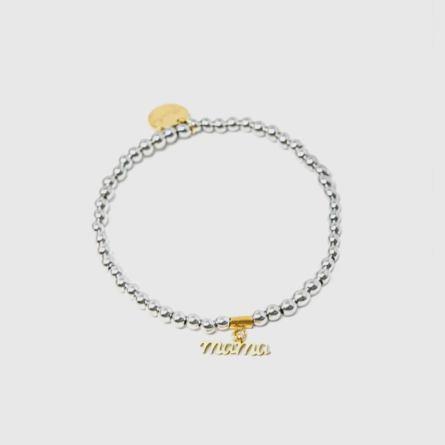 Silver Beaded Mama Bracelet