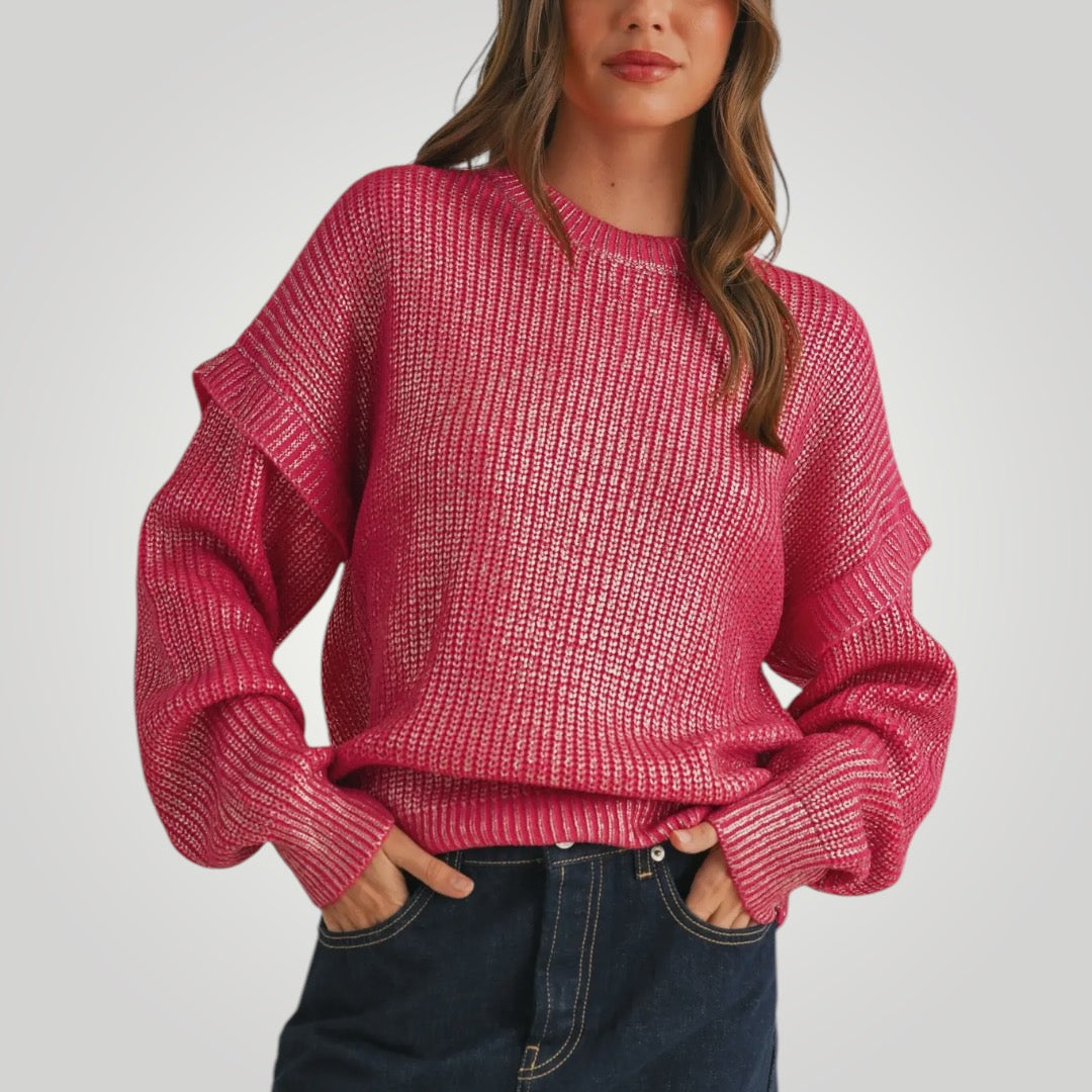 Magenta Metallic Sweater