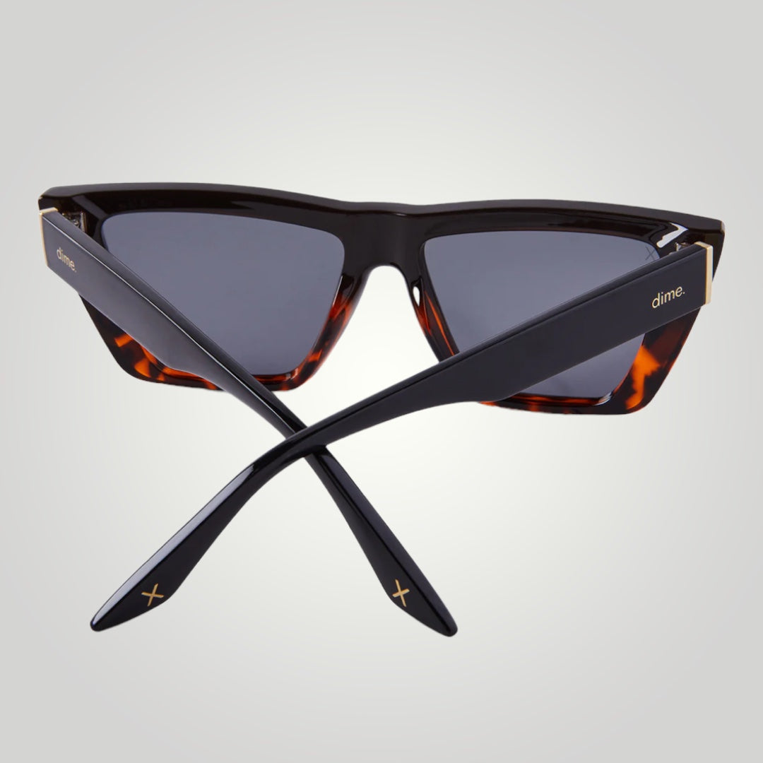 melrose cateye sunglasses, black/tortoise & solid grey lens