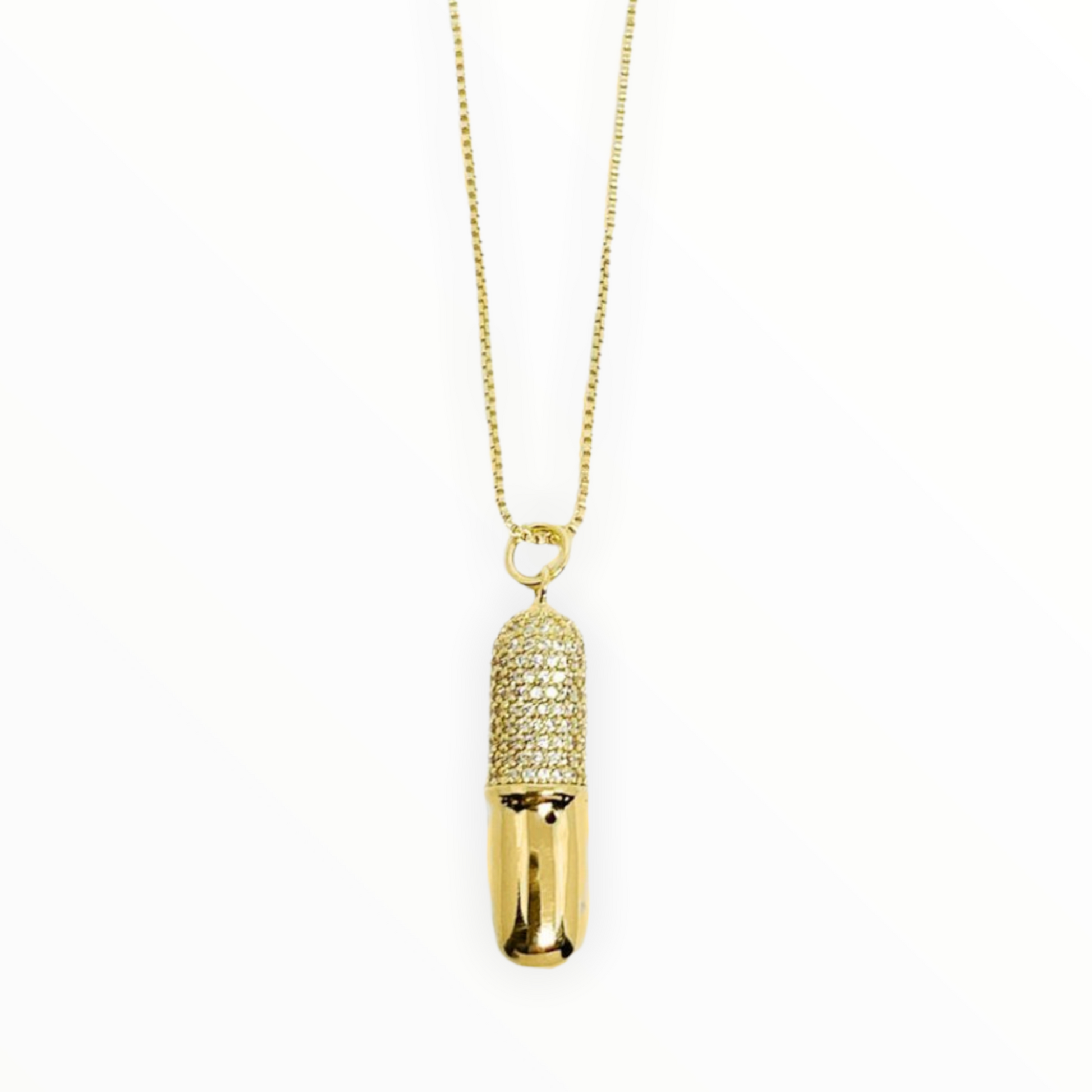 Gold on sale pill necklace